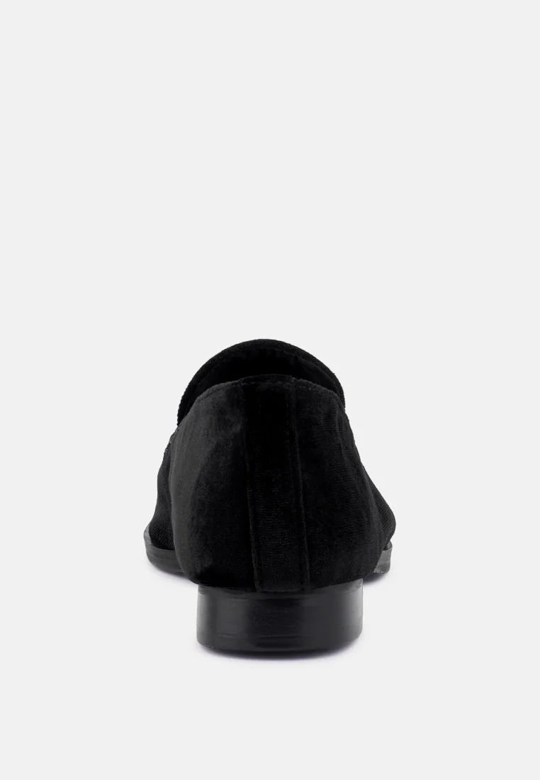 LUXE-LAP Black Velvet Handcrafted Loafers - Image 5