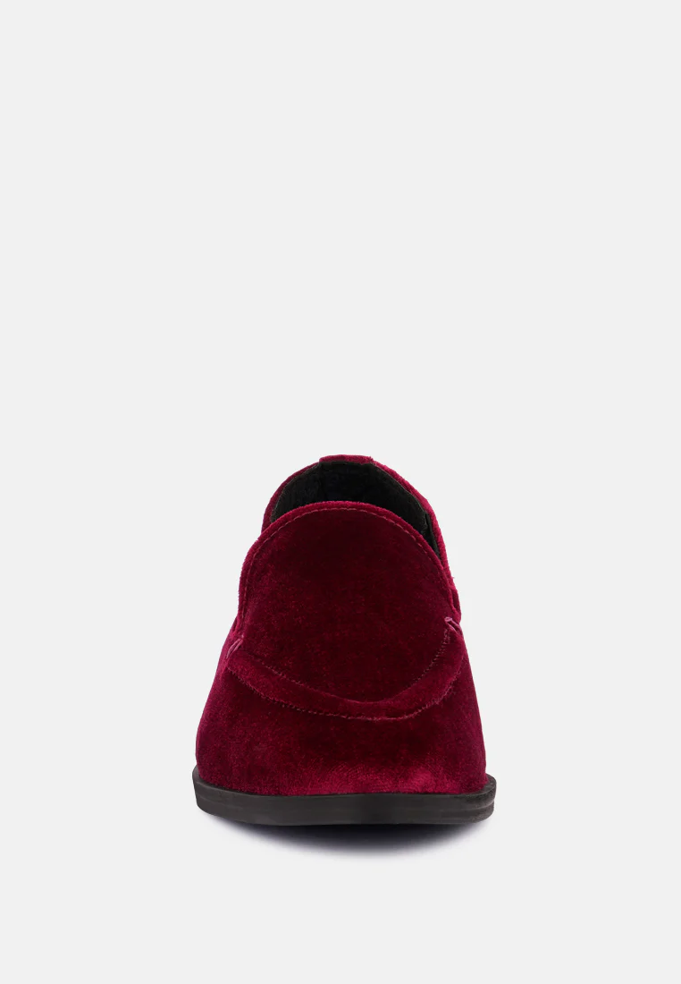 LUXE-LAP Burgundy Velvet Handcrafted Loafers - Image 3