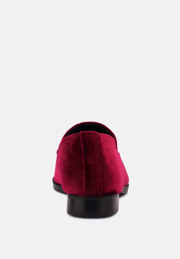 LUXE-LAP Burgundy Velvet Handcrafted Loafers - Image 5
