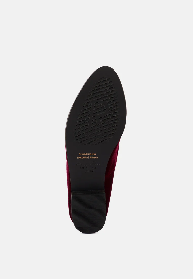 LUXE-LAP Burgundy Velvet Handcrafted Loafers - Image 7