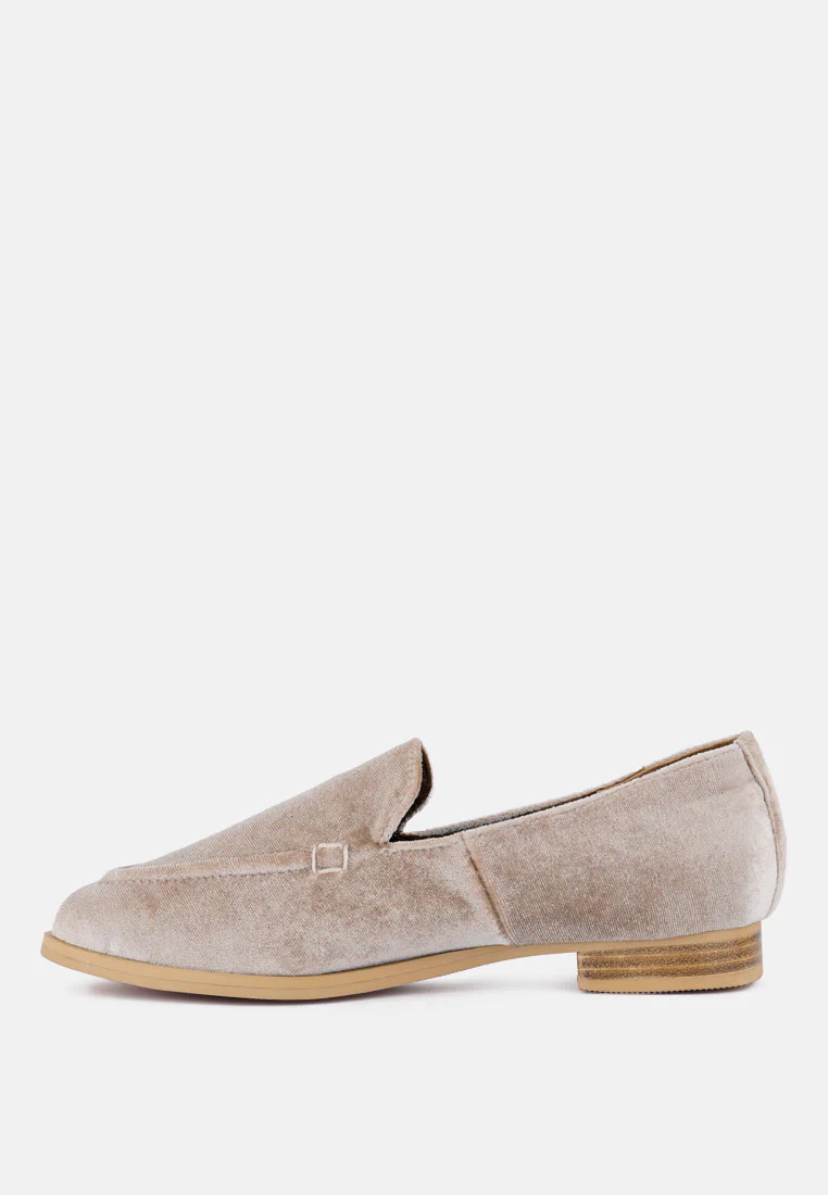 LUXE-LAP Taupe Velvet Handcrafted Loafers - Image 4