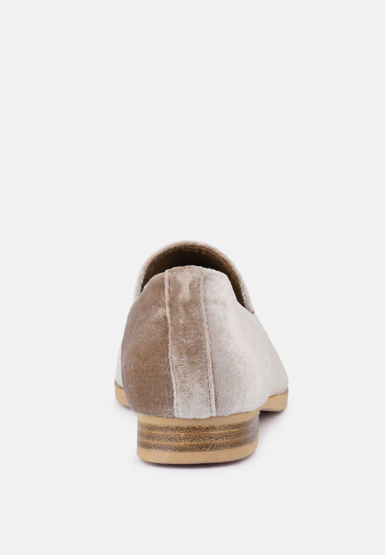 LUXE-LAP Taupe Velvet Handcrafted Loafers - Image 5