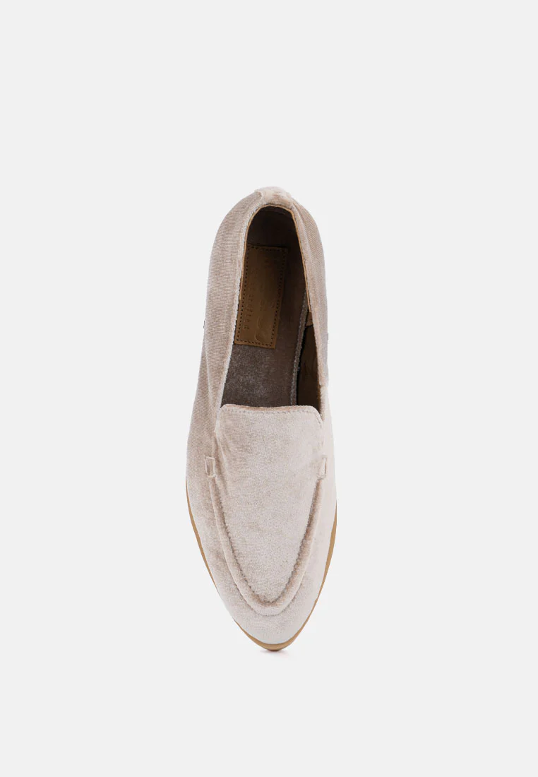 LUXE-LAP Taupe Velvet Handcrafted Loafers - Image 6