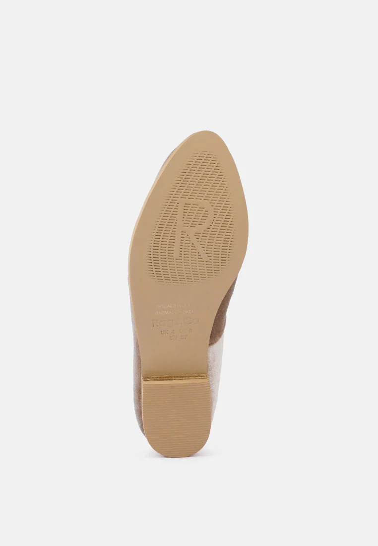 LUXE-LAP Taupe Velvet Handcrafted Loafers - Image 7