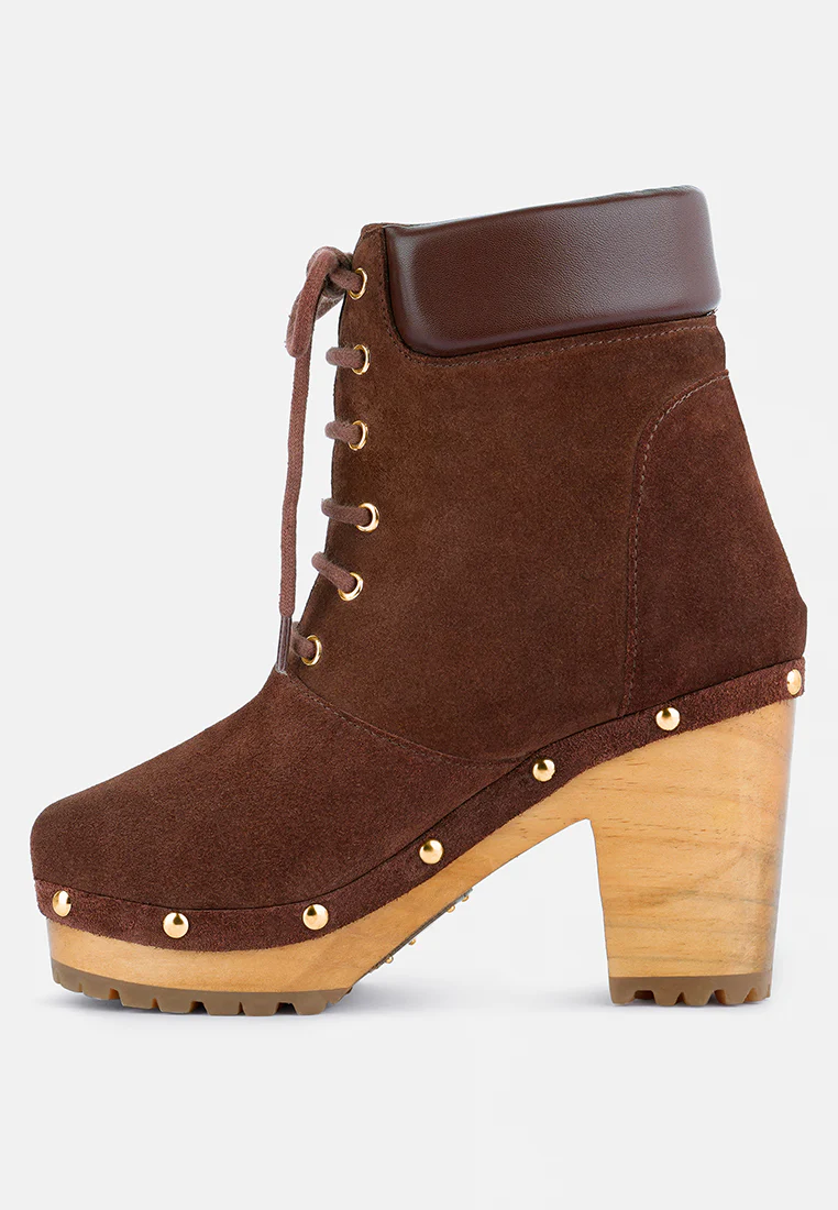 MAAYA Brown Handcrafted Collared Suede Boot - Image 4