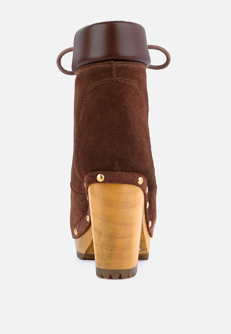 MAAYA Brown Handcrafted Collared Suede Boot - Image 5