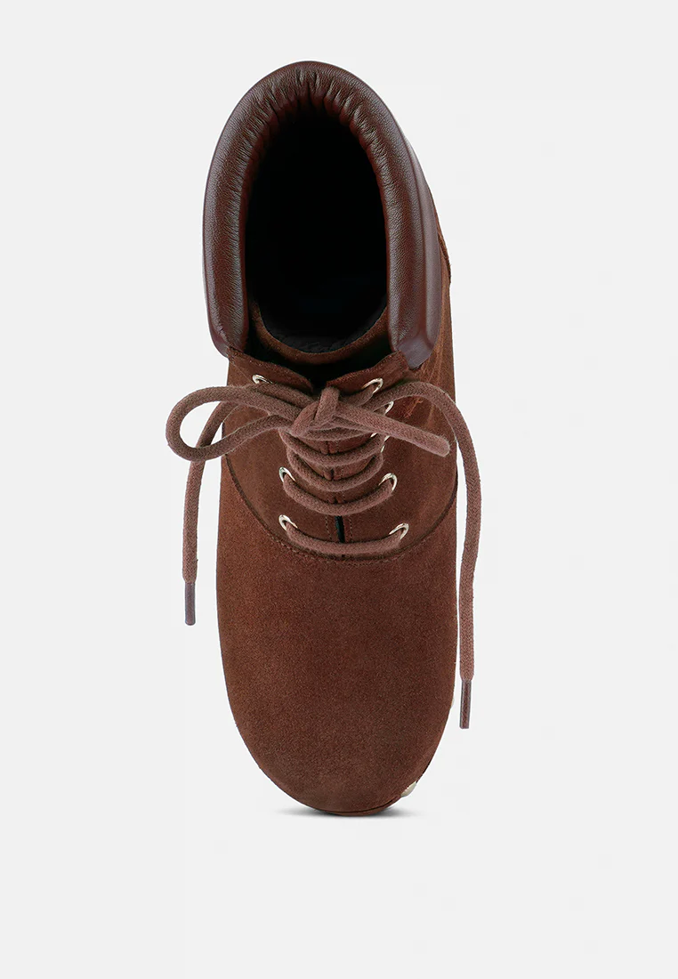 MAAYA Brown Handcrafted Collared Suede Boot - Image 6