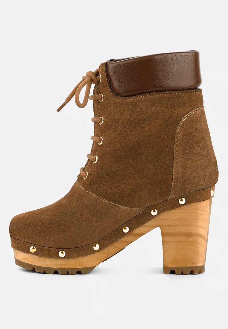 MAAYA Tan Handcrafted Collared Suede Boot - Image 4