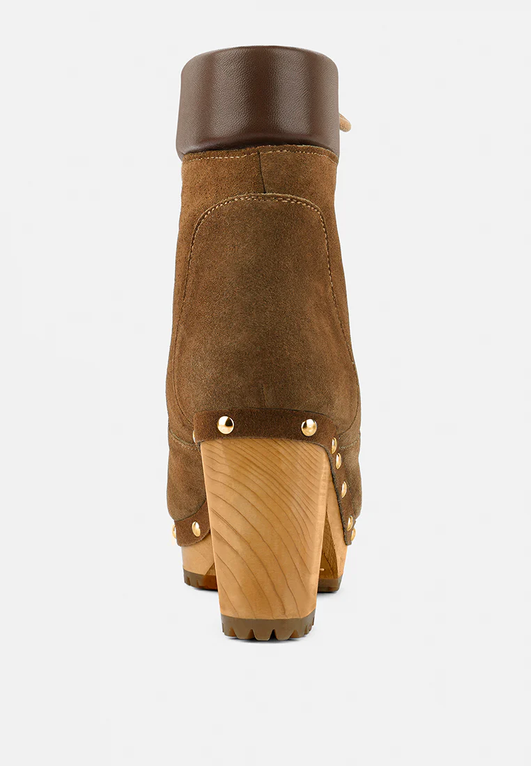 MAAYA Tan Handcrafted Collared Suede Boot - Image 5