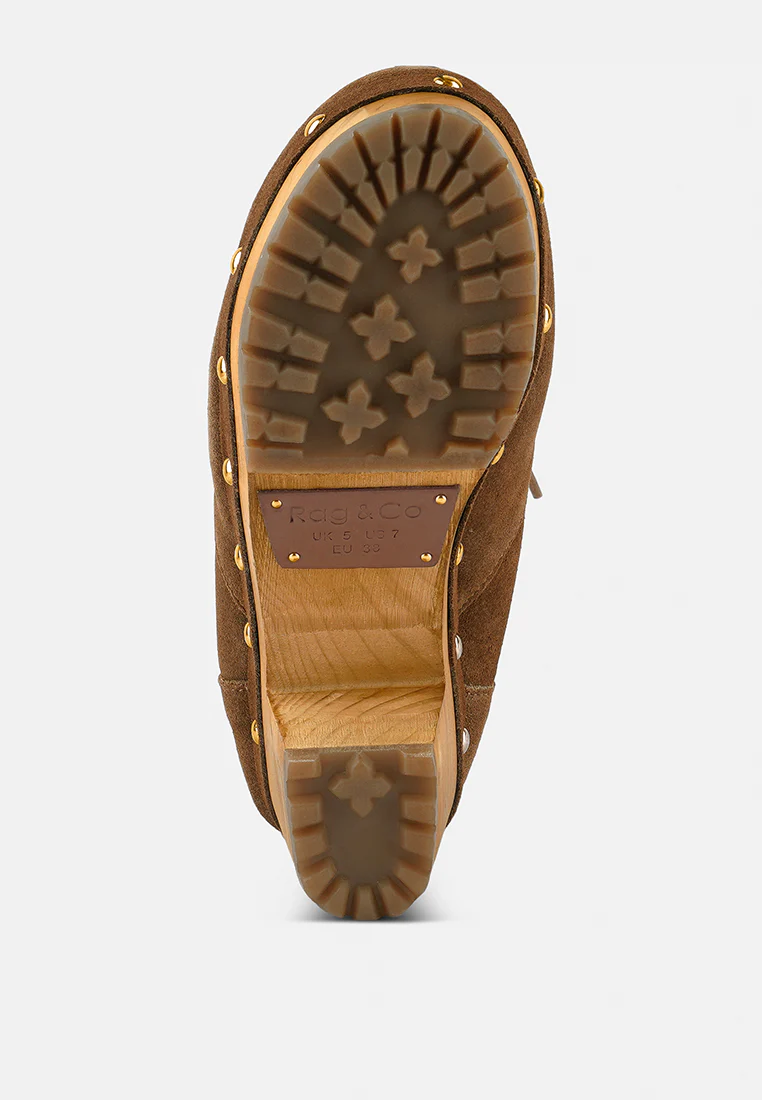 MAAYA Tan Handcrafted Collared Suede Boot - Image 7