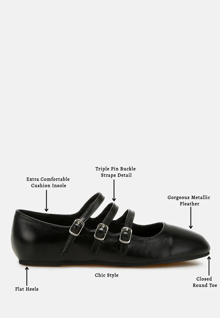 Macarina Triple Strap Mary Jane Ballerinas - Image 14