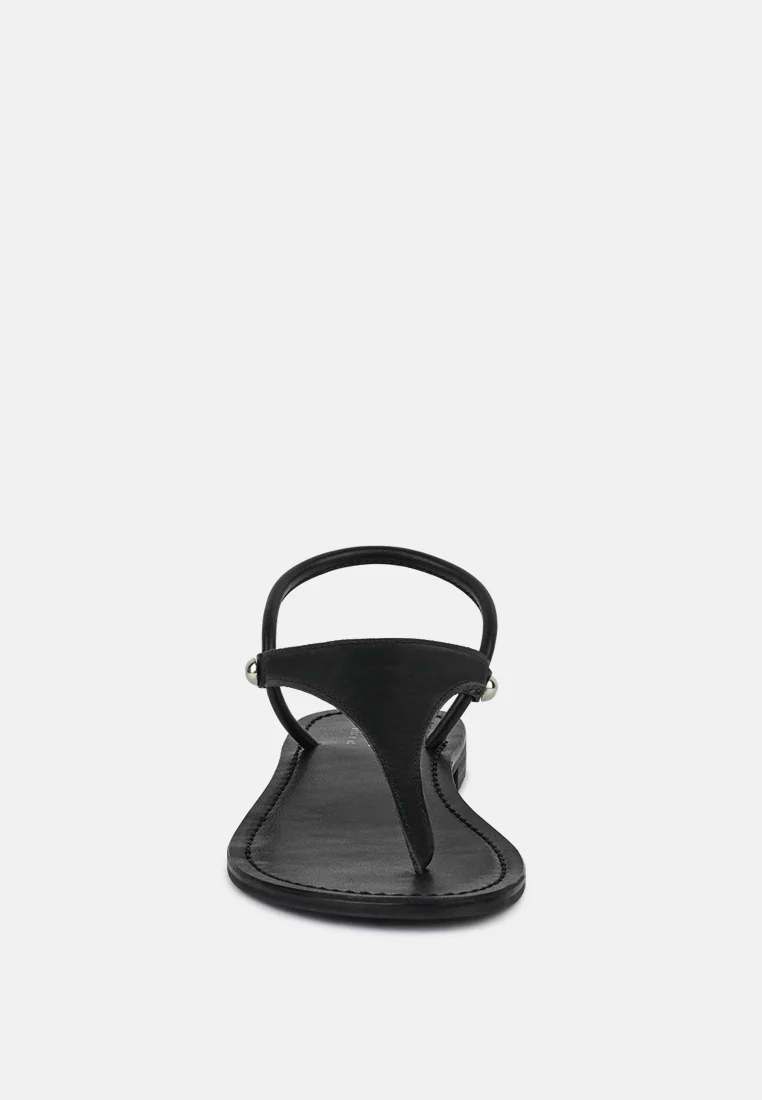 MADELINE Black Flat Thong Sandals - Image 3