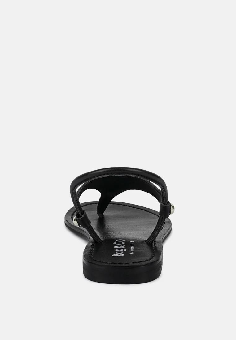 MADELINE Black Flat Thong Sandals - Image 5