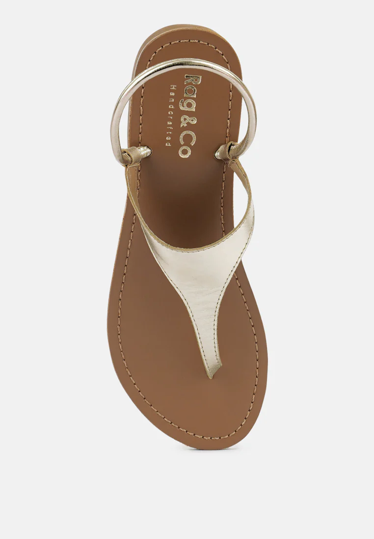 MADELINE Gold Flat Thong Sandals - Image 6