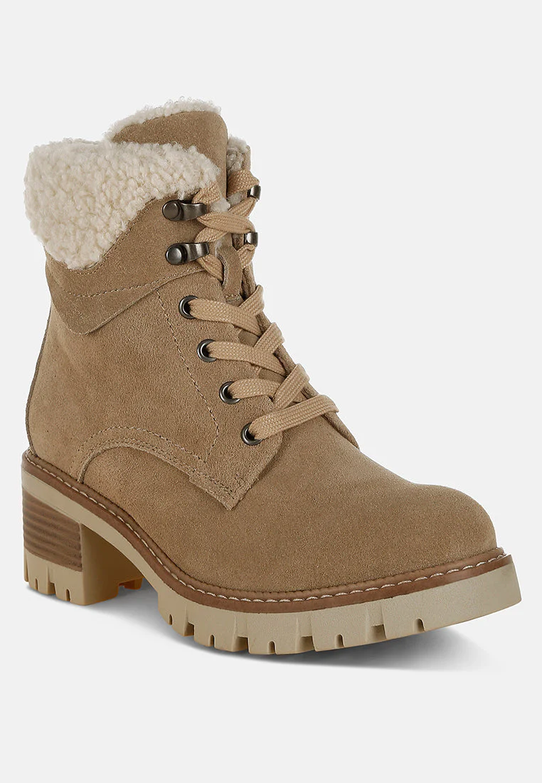 Madoka Fur Collar Chunky Ankle Boots - Image 2