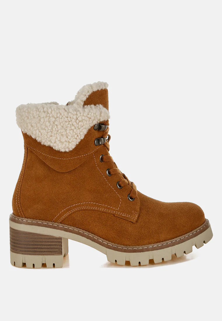 Madoka Fur Collar Chunky Ankle Boots - Image 6