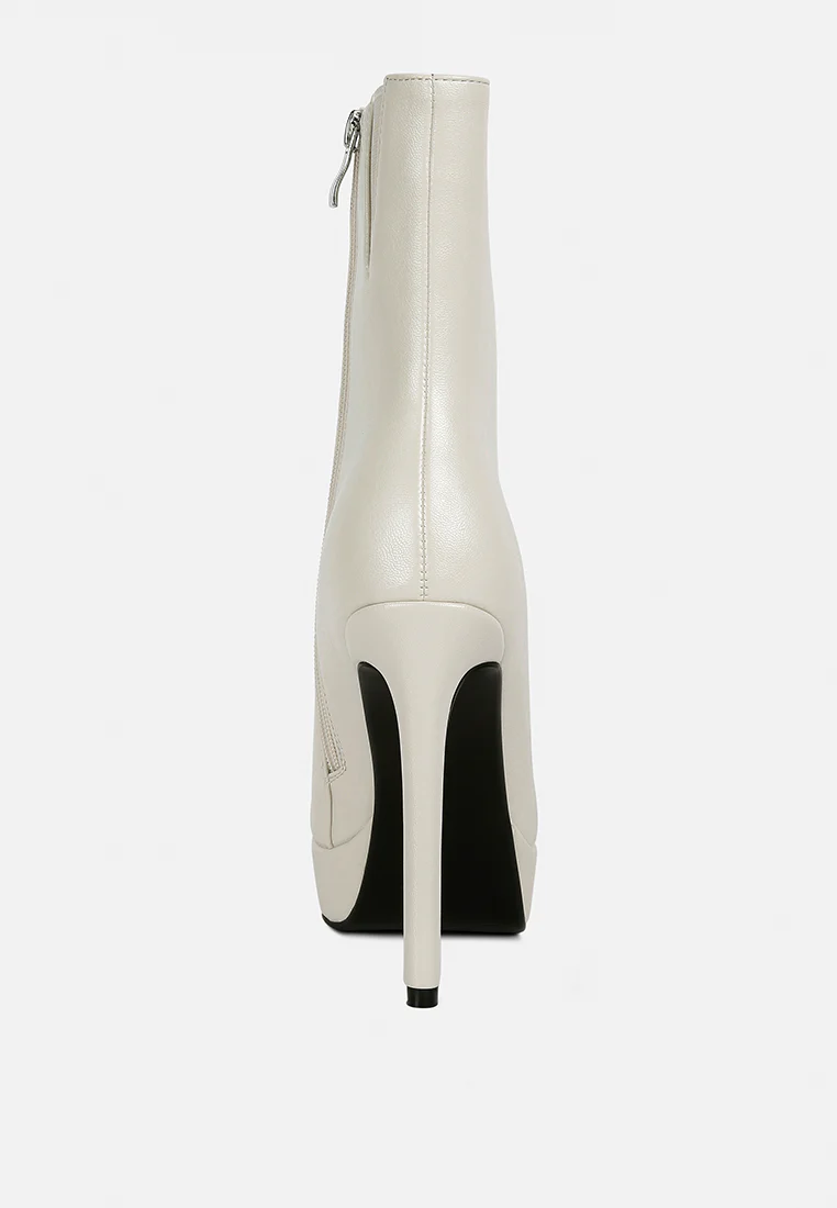 MAGNA Beige Platform Heel Ankle Boot - Image 5