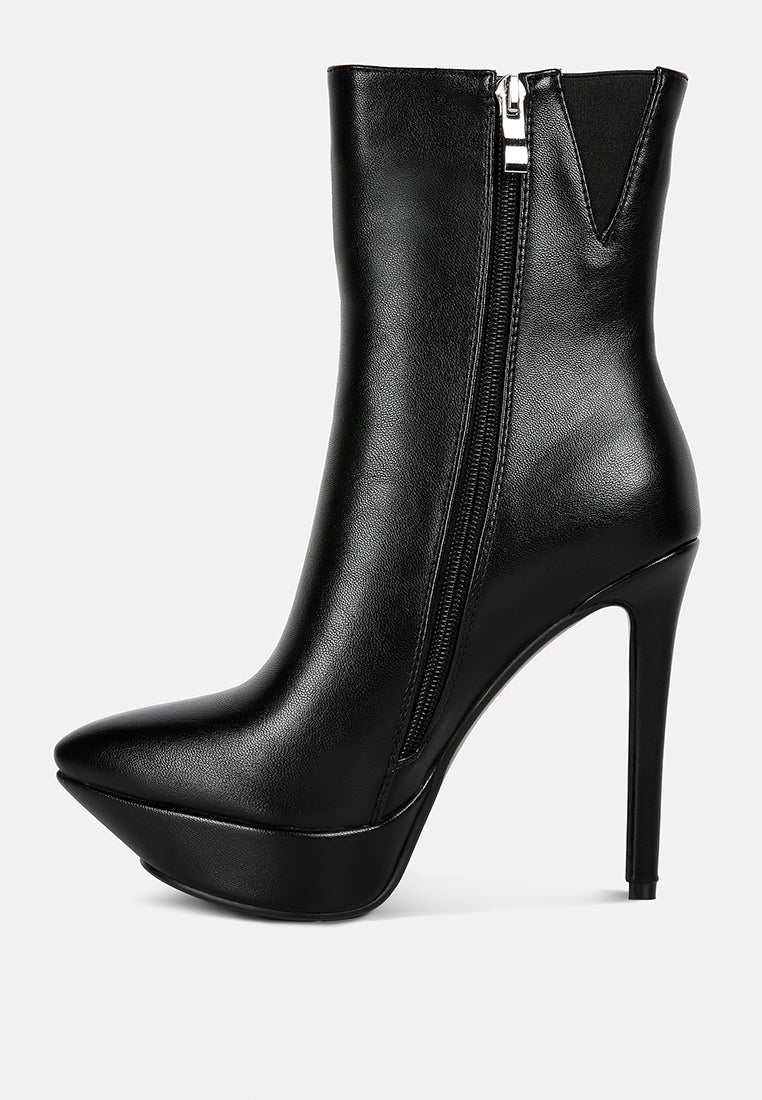 MAGNA Black Platform Heel Ankle Boot - Image 4