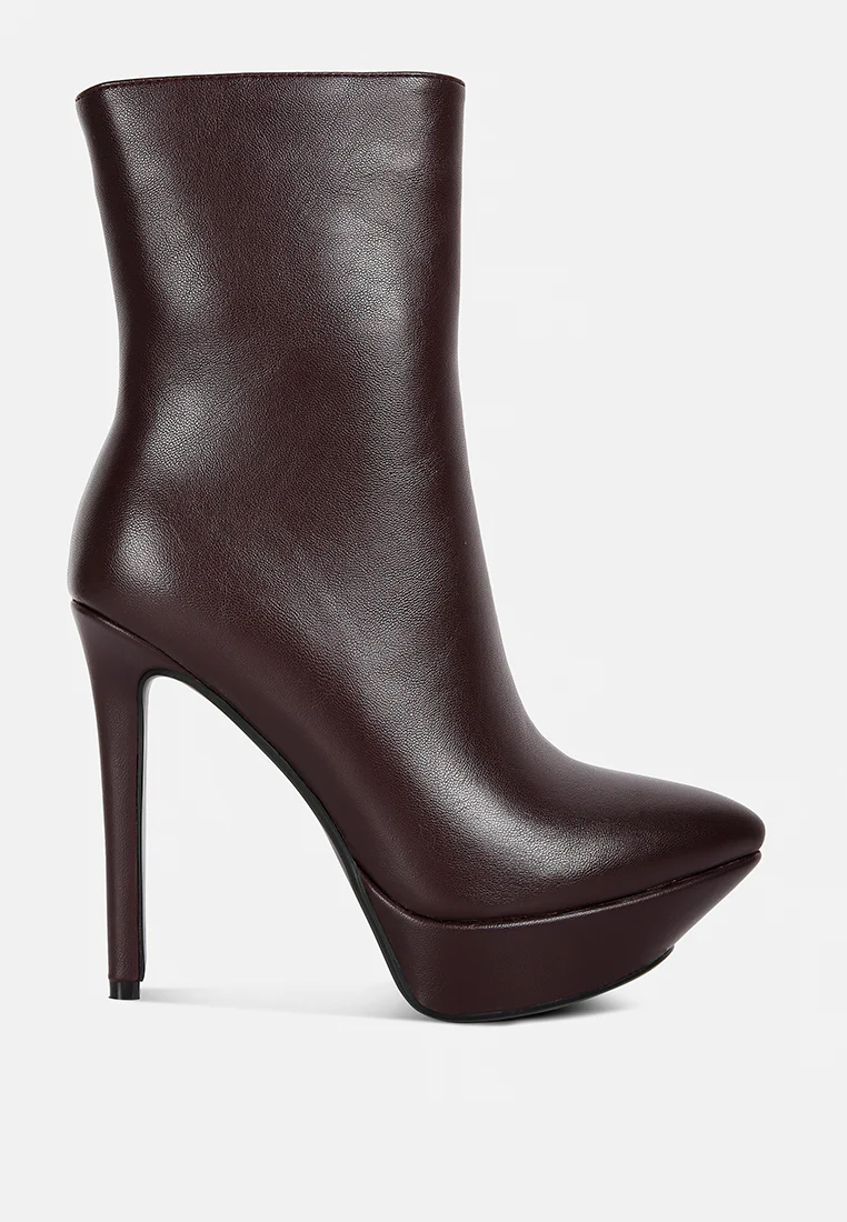 MAGNA Burgundy Platform Heel Ankle Boot - Image 2