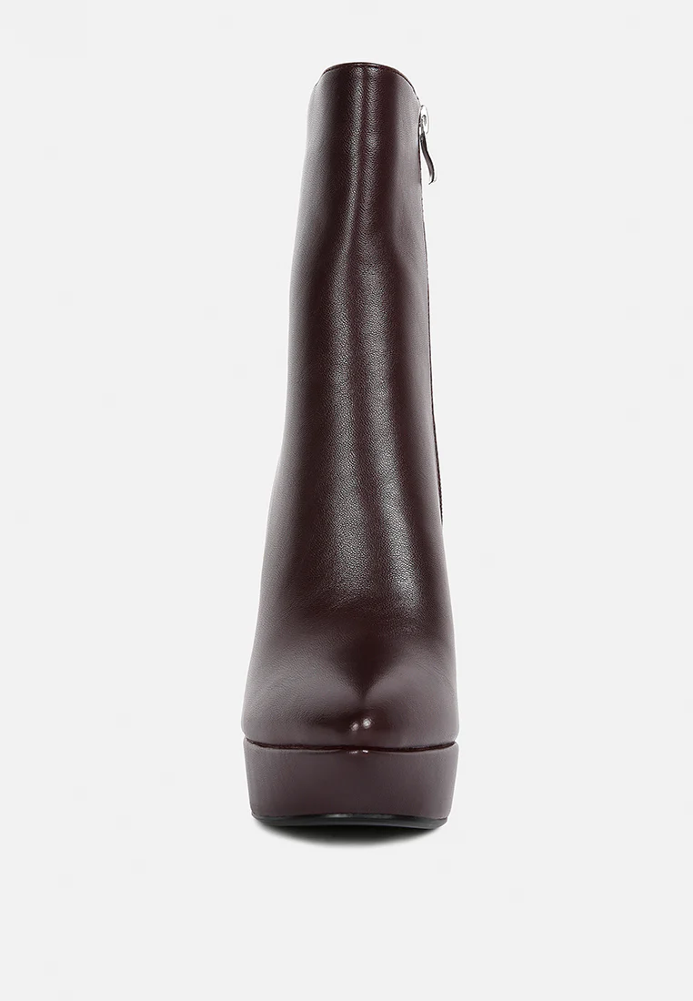 MAGNA Burgundy Platform Heel Ankle Boot - Image 3