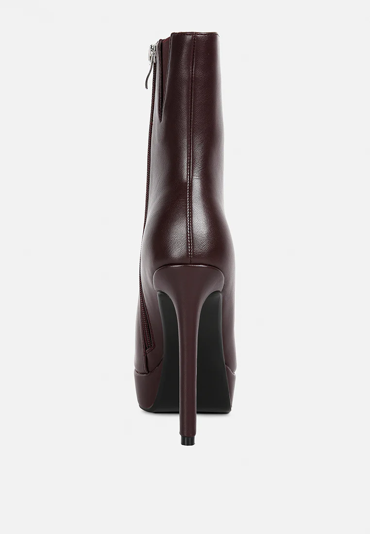 MAGNA Burgundy Platform Heel Ankle Boot - Image 5