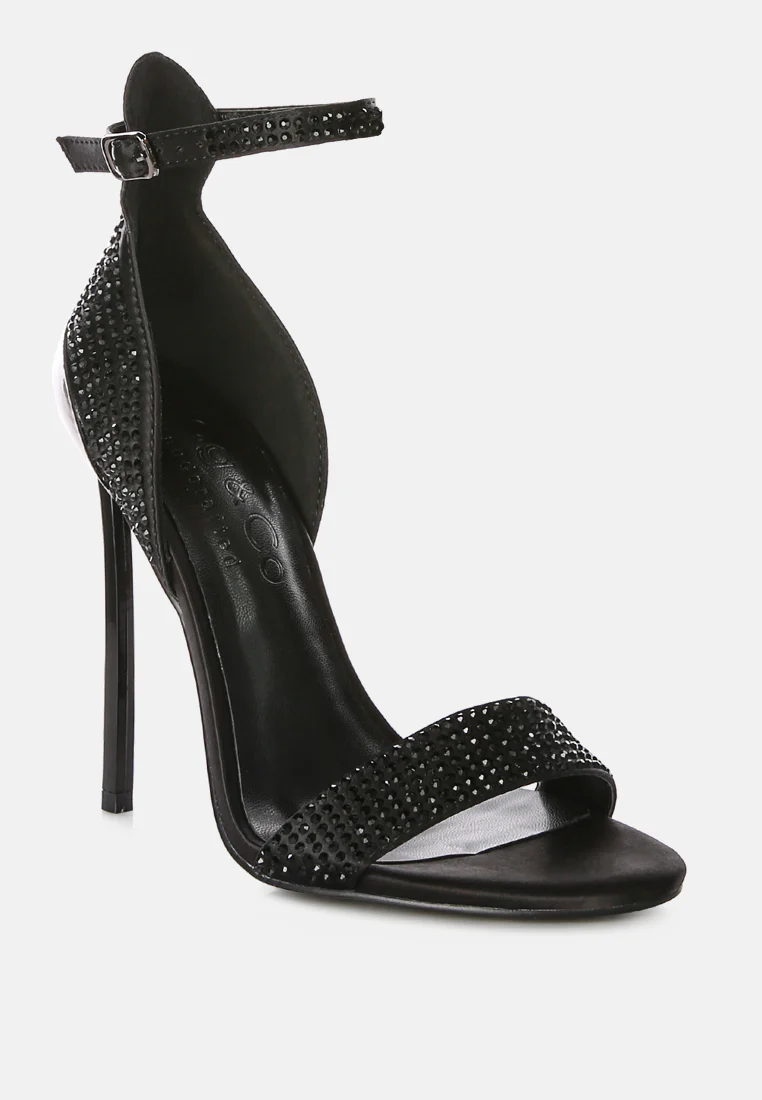 MAGNATE Black Rhinestone Embellished Stiletto Sandals - Image 2