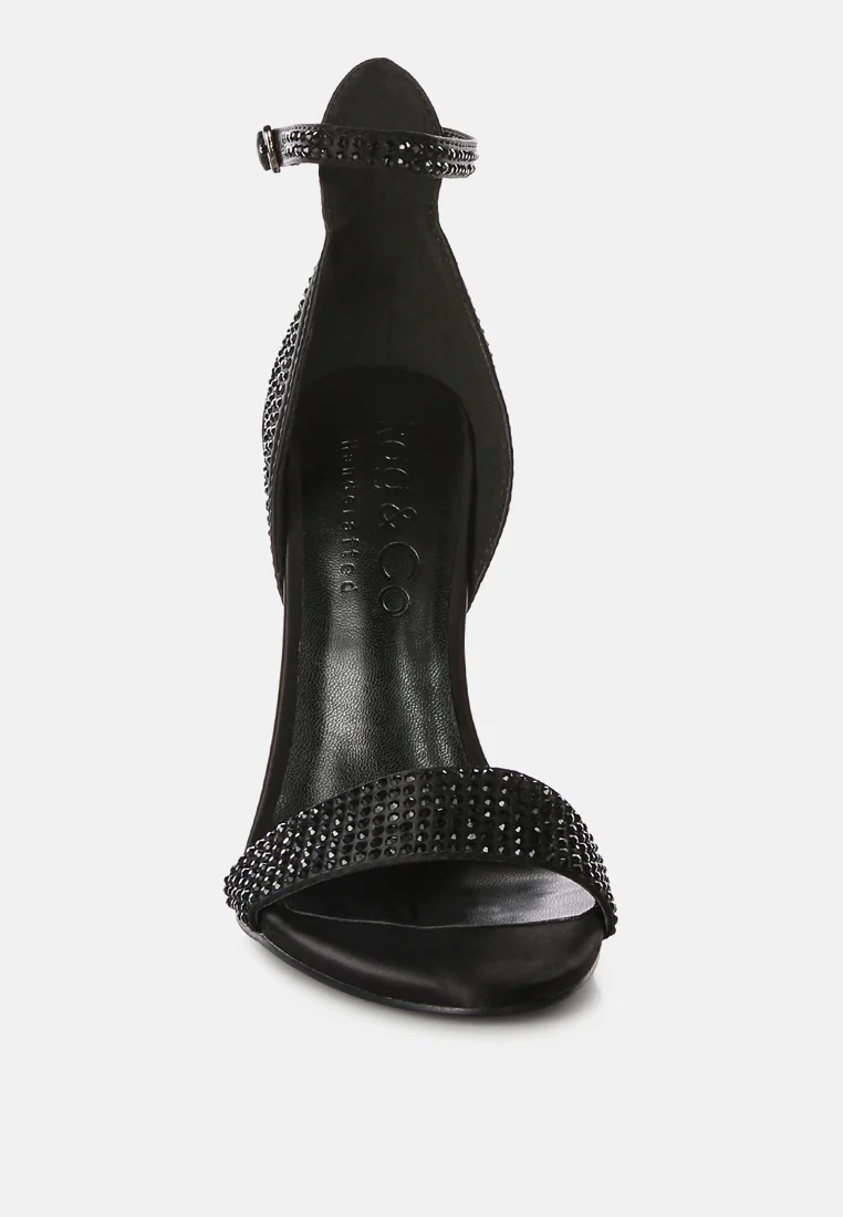 MAGNATE Black Rhinestone Embellished Stiletto Sandals - Image 4