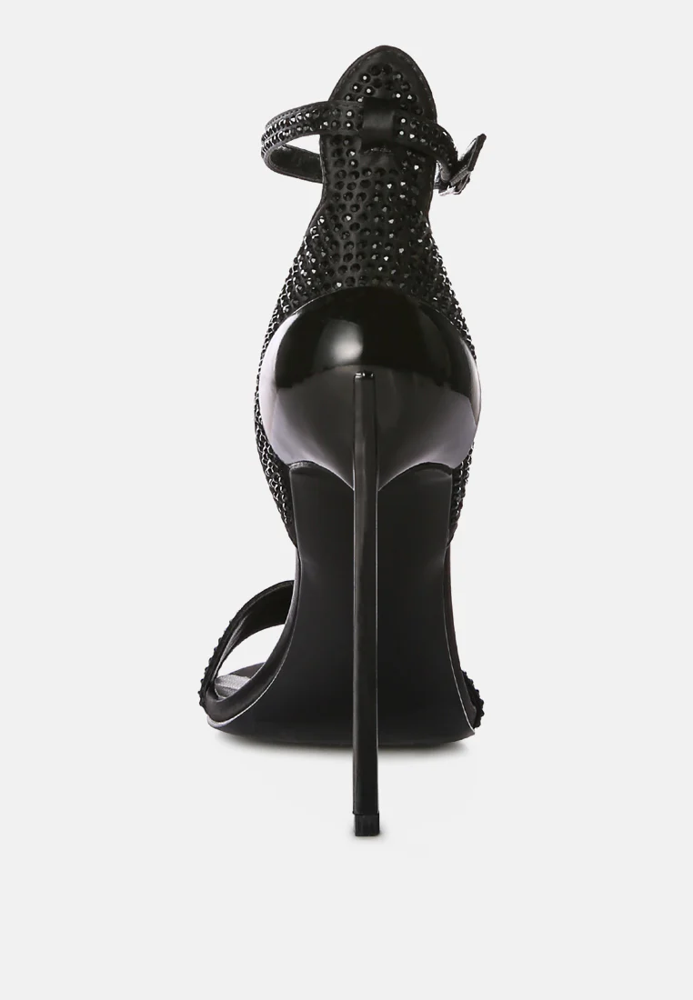 MAGNATE Black Rhinestone Embellished Stiletto Sandals - Image 5