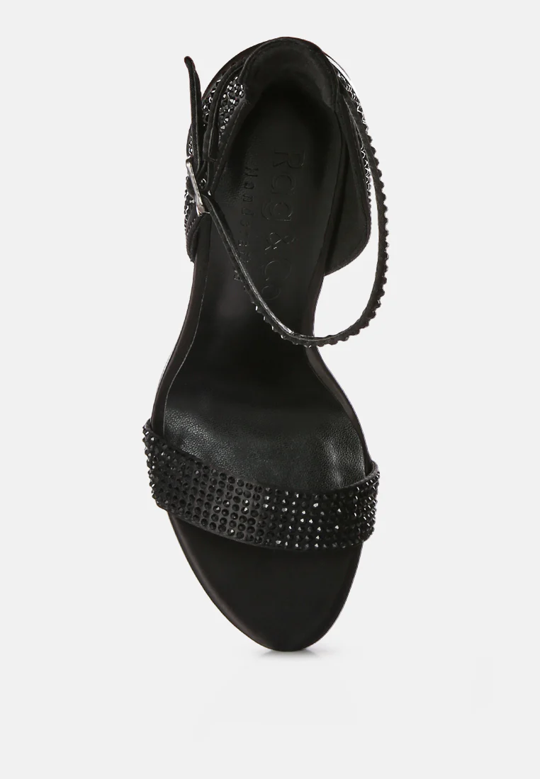 MAGNATE Black Rhinestone Embellished Stiletto Sandals - Image 6
