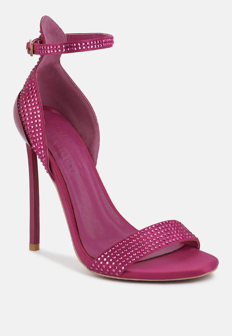 MAGNATE Fuchsia Rhinestone Embellished Stiletto Sandals - Image 2