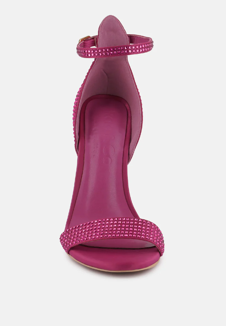 MAGNATE Fuchsia Rhinestone Embellished Stiletto Sandals - Image 4