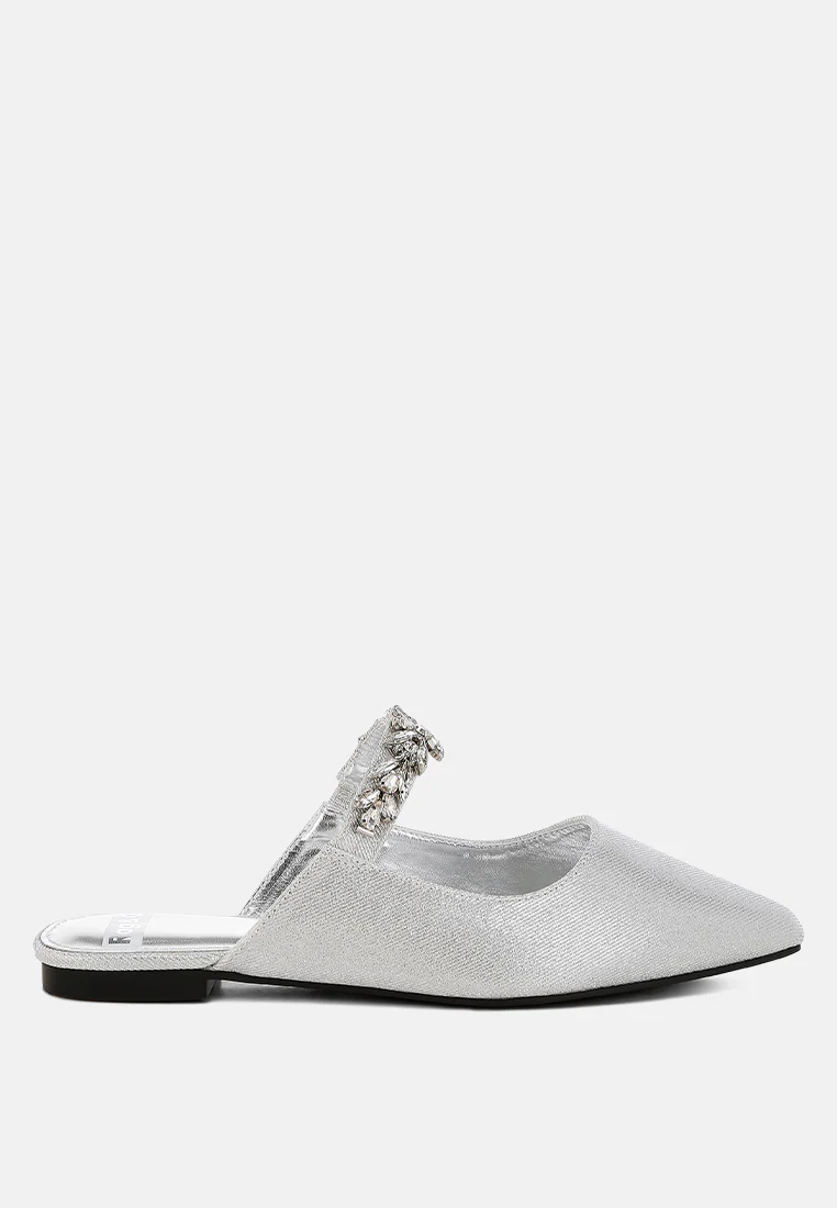 Magnum Diamante Strap Glitter Mules - Image 11
