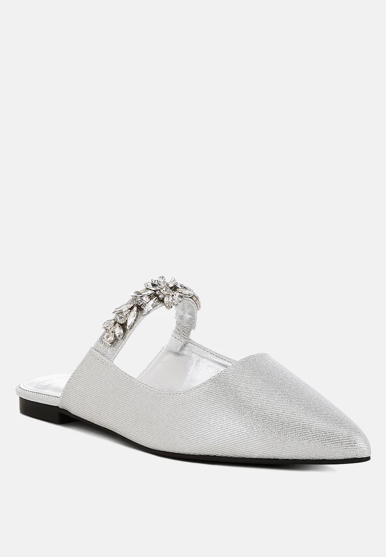 Magnum Diamante Strap Glitter Mules - Image 12