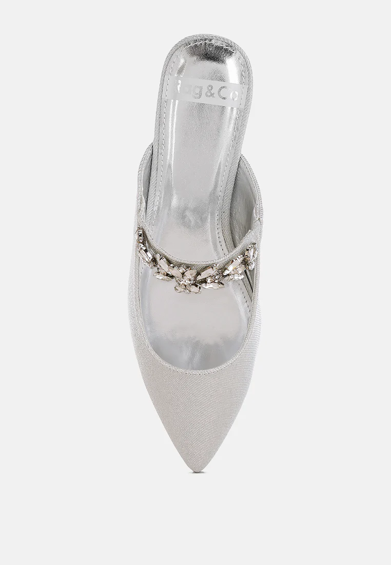 Magnum Diamante Strap Glitter Mules - Image 14