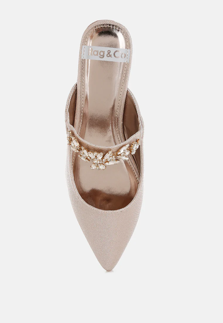 Magnum Diamante Strap Glitter Mules - Image 4