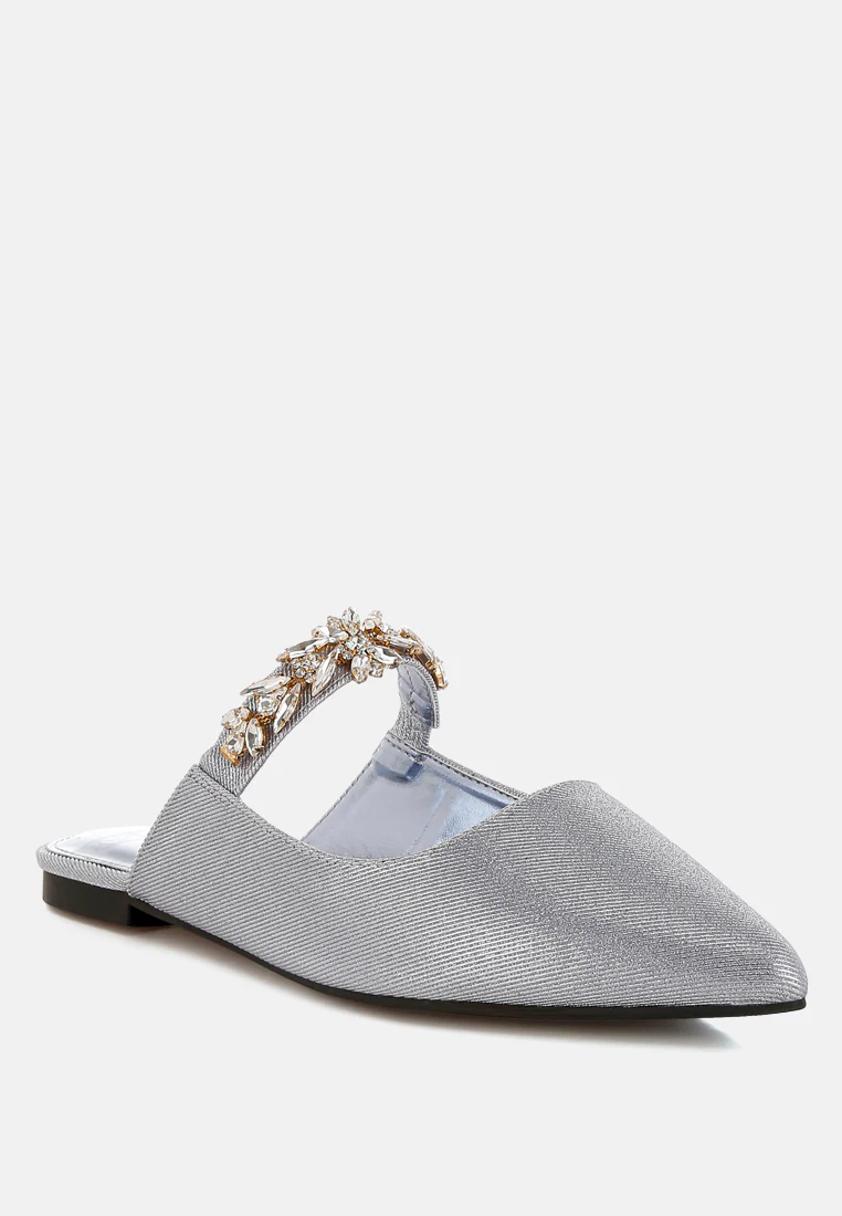 Magnum Diamante Strap Glitter Mules - Image 7