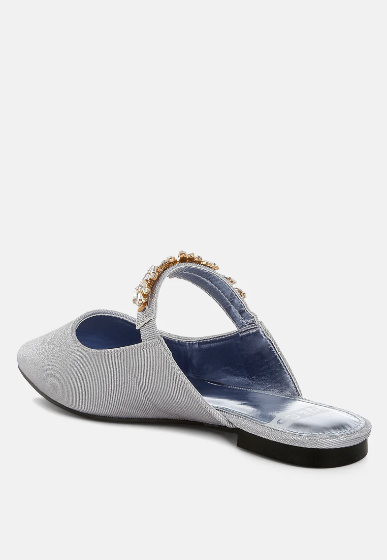 Magnum Diamante Strap Glitter Mules - Image 8