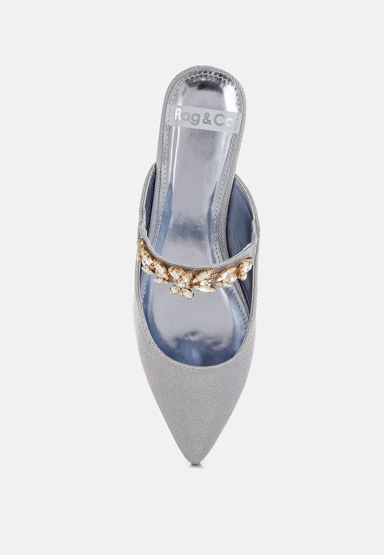 Magnum Diamante Strap Glitter Mules - Image 9