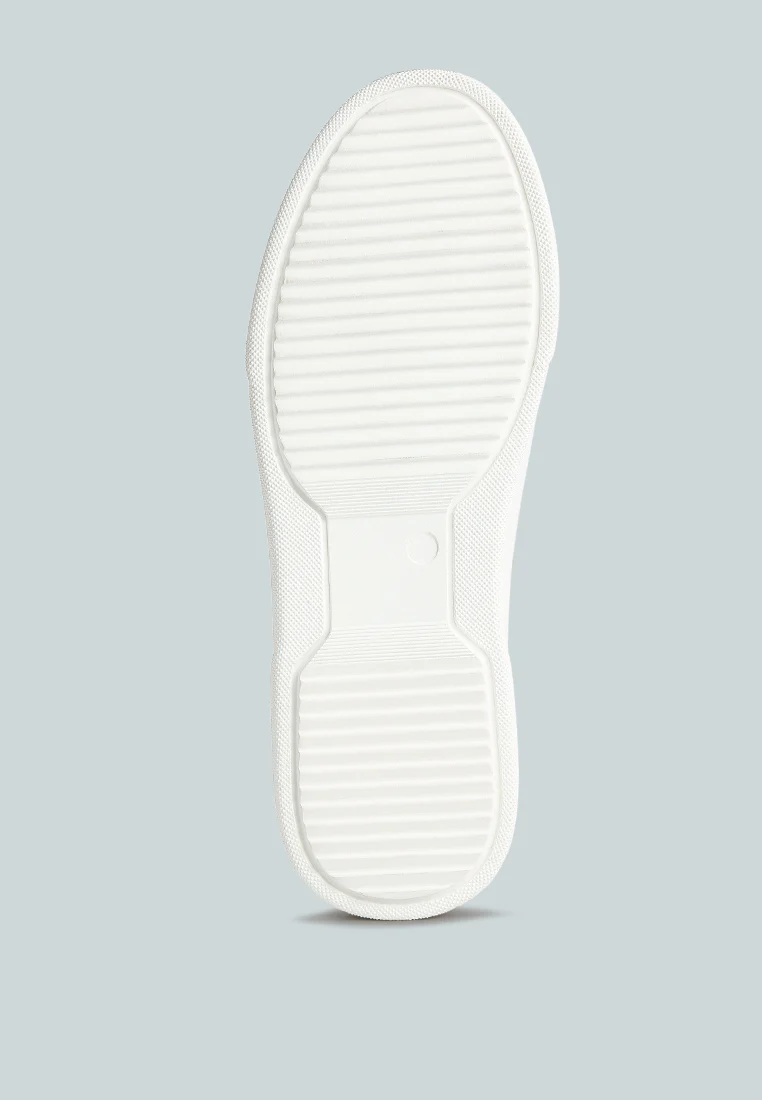 MAGULL Solid Lace Up Leather Sneakers in White - Image 7