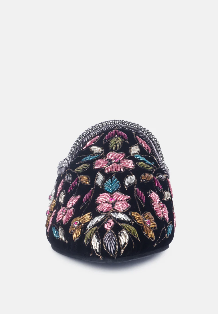 MARCELLA Black Embroidered Mules - Image 5