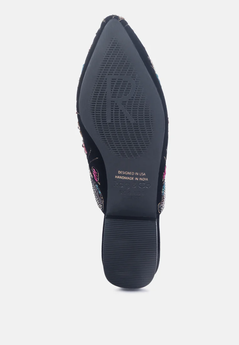MARCELLA Black Embroidered Mules - Image 7