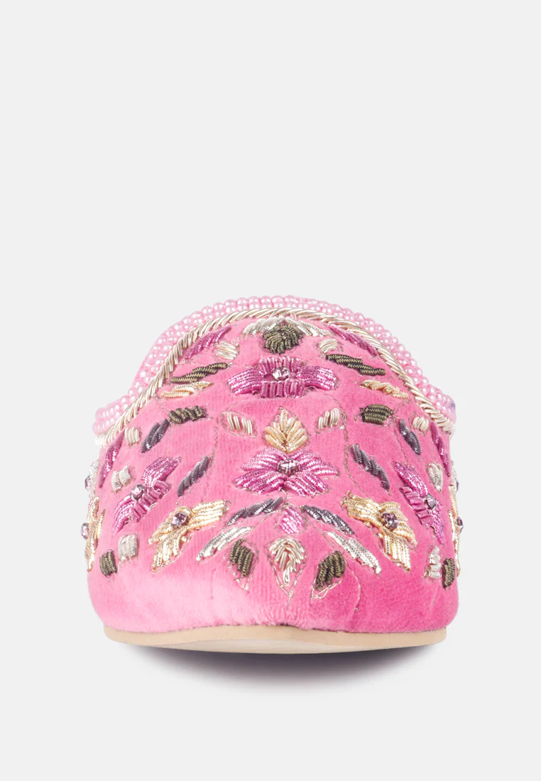 MARCELLA Pink Embroidered Mules - Image 4