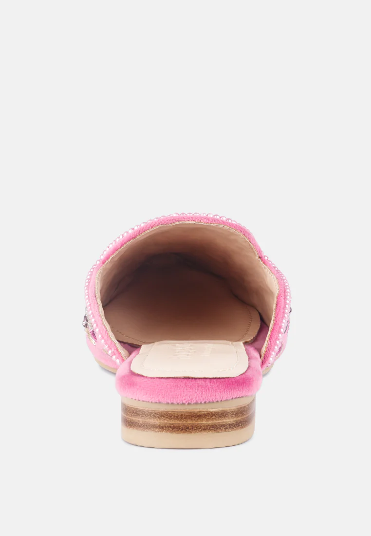 MARCELLA Pink Embroidered Mules - Image 5