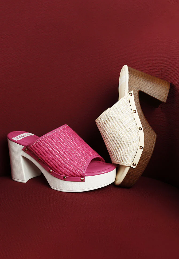 Marengo Raffia Wooden Clogs - Image 12