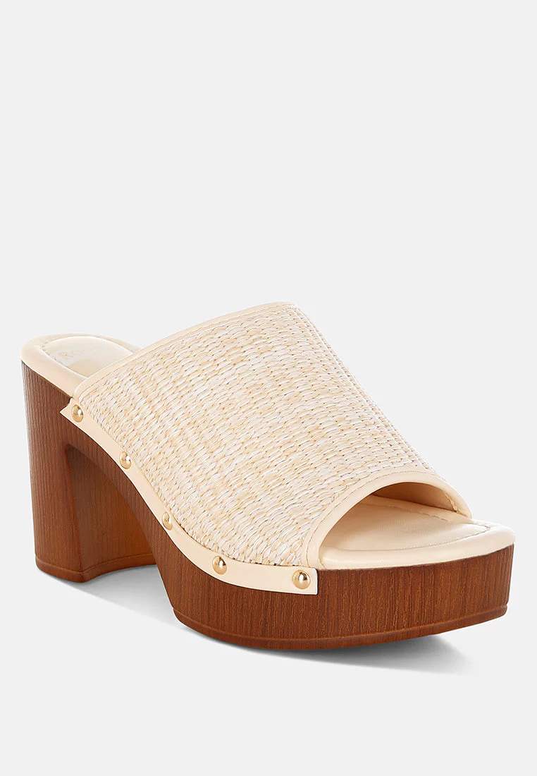 Marengo Raffia Wooden Clogs - Image 2