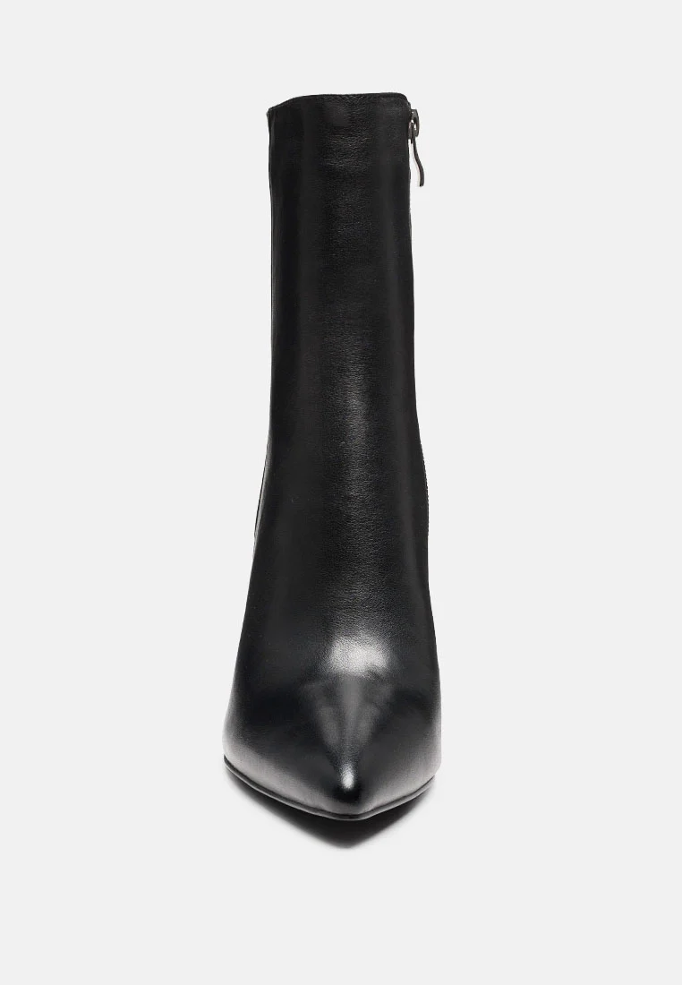 MARGEN Ankle High Pointed Toe Block Heeled Boot in Black - Image 3