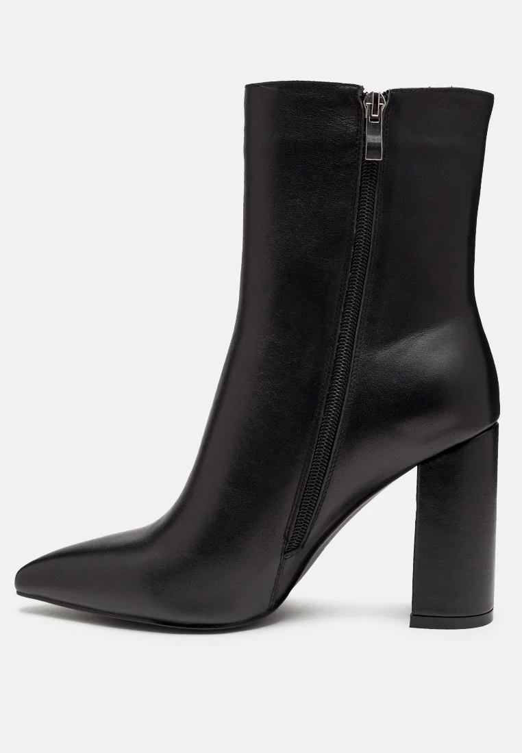 MARGEN Ankle High Pointed Toe Block Heeled Boot in Black - Image 4