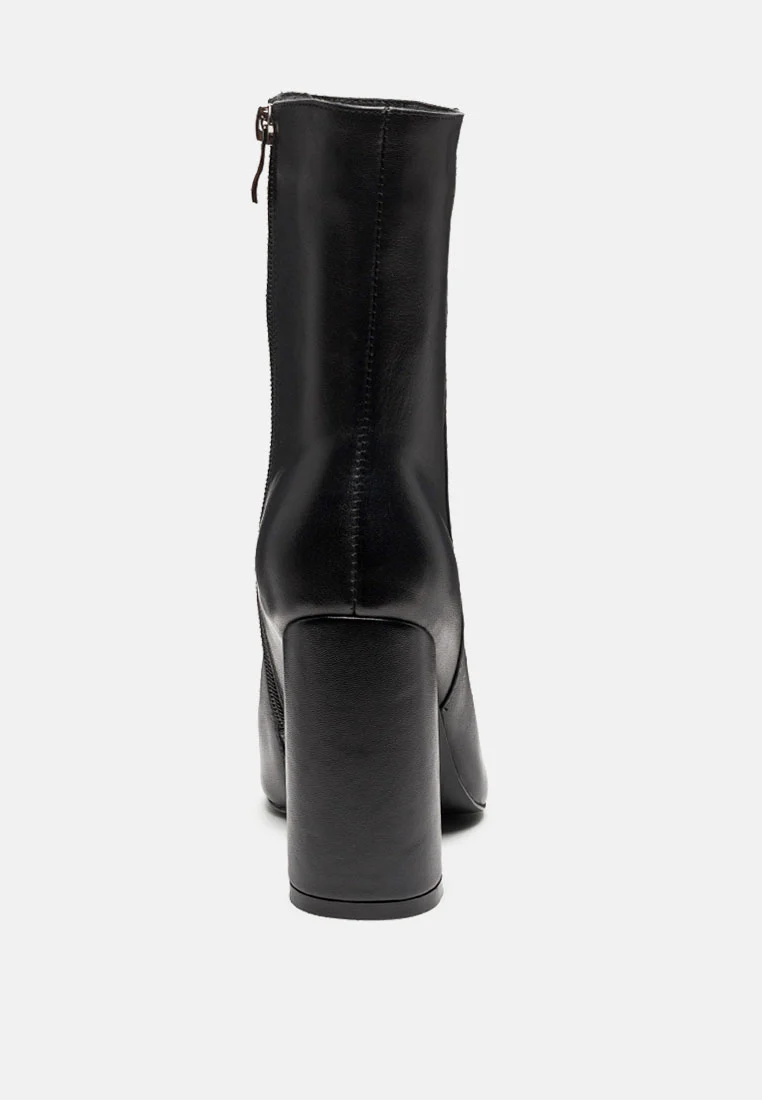 MARGEN Ankle High Pointed Toe Block Heeled Boot in Black - Image 5