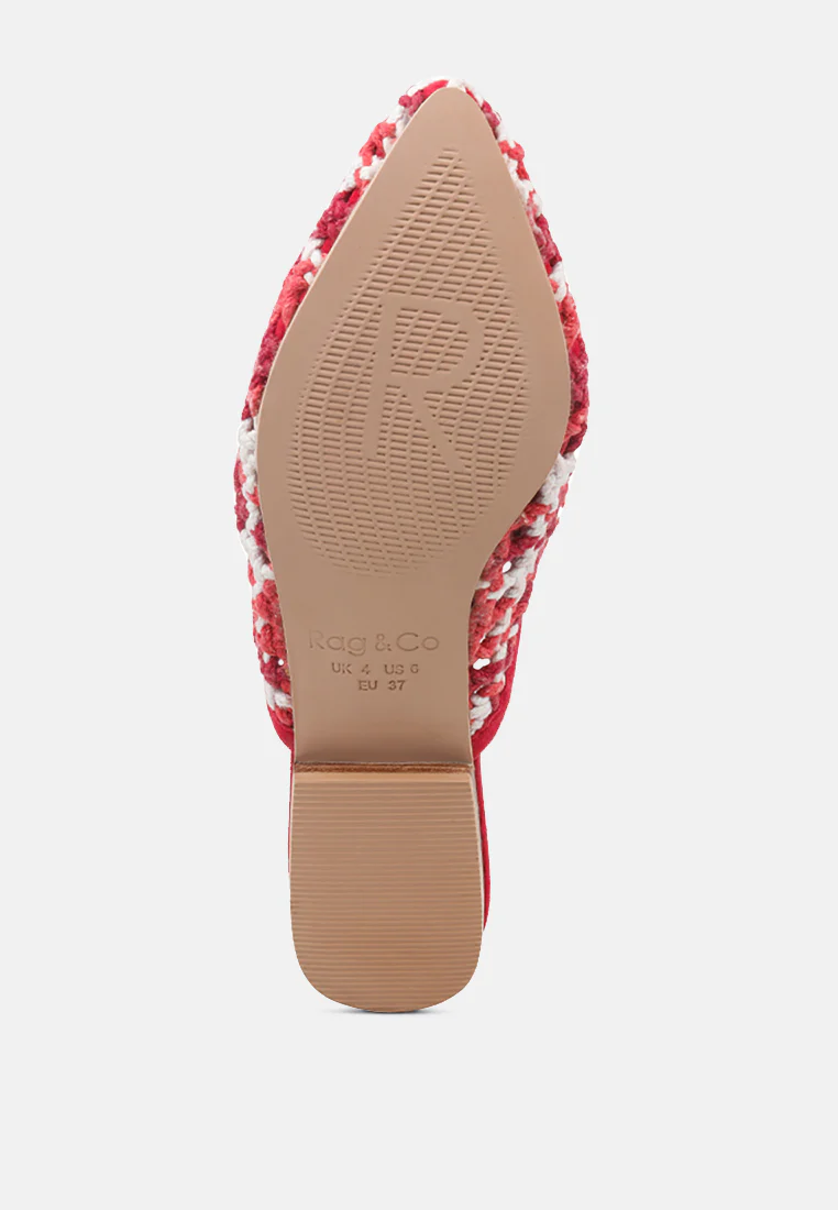 MARIANA Red Woven Flat Mules With Tassels - Image 7
