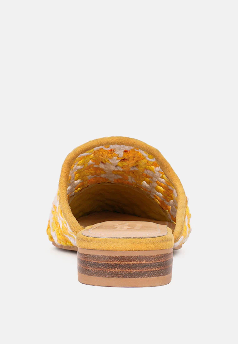 MARIANA Yellow Woven Flat Mules With Tassels - Image 5